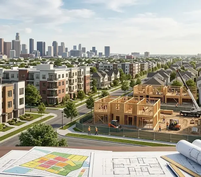 New American homes and apartments under construction in a changing housing market
