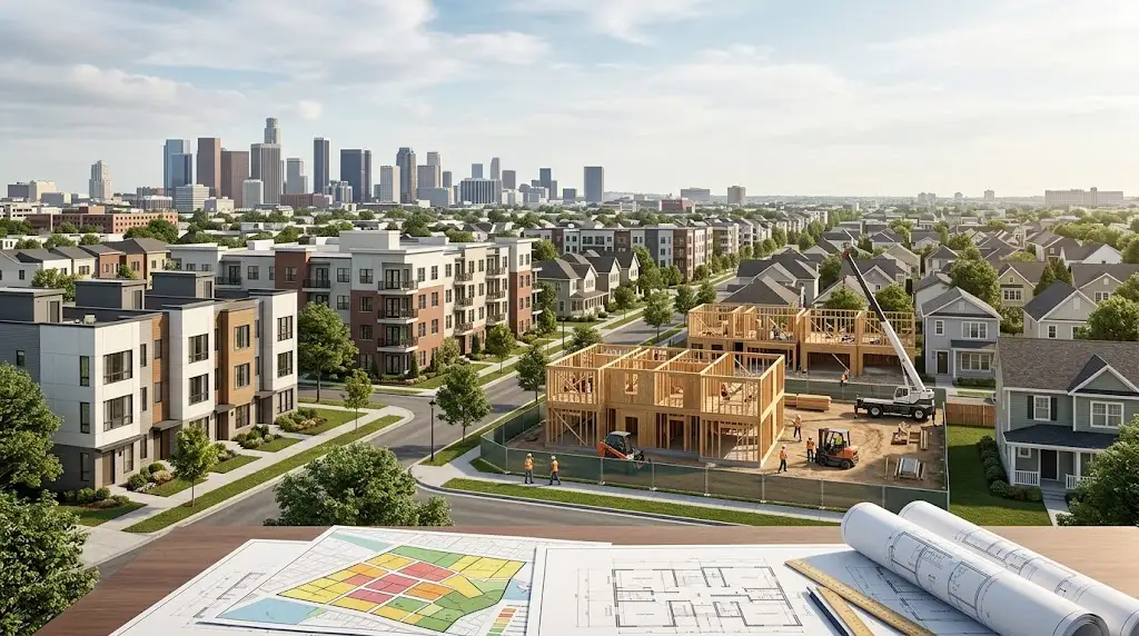 New American homes and apartments under construction in a changing housing market