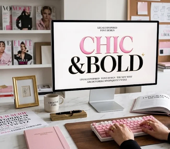 Elegant pink and black typography design inspired by fashion-forward movie poster aesthetics.