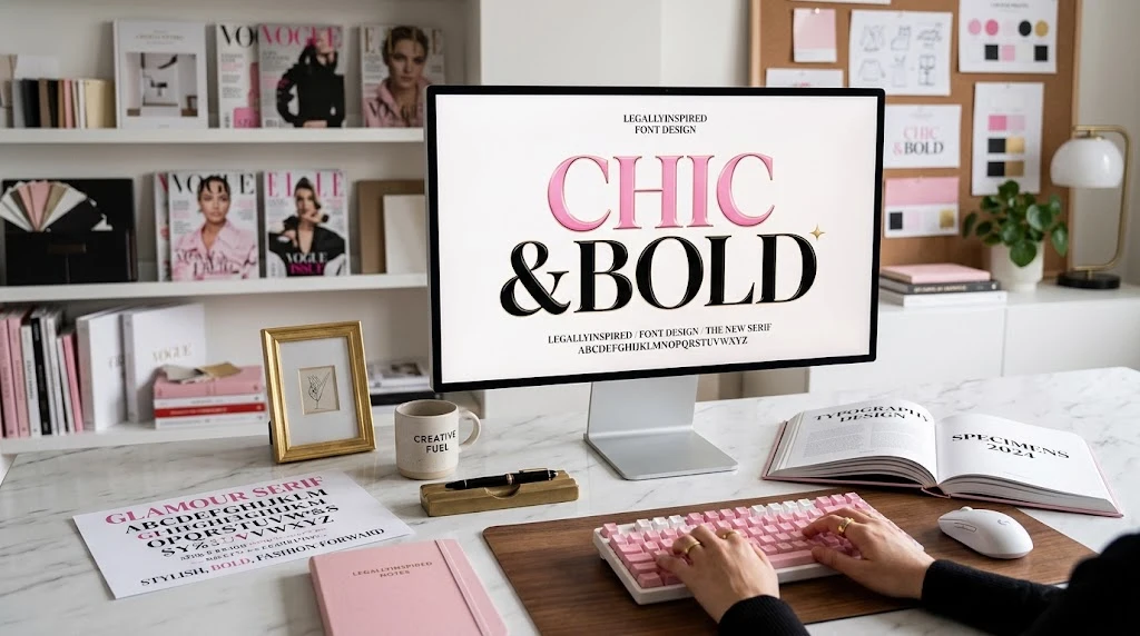 Elegant pink and black typography design inspired by fashion-forward movie poster aesthetics.