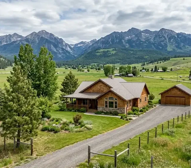 Lostine Oregon home surrounded by Wallowa Valley mountain scenery