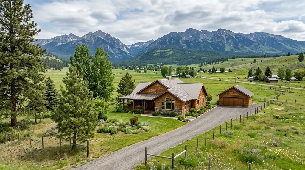 Lostine Oregon home surrounded by Wallowa Valley mountain scenery