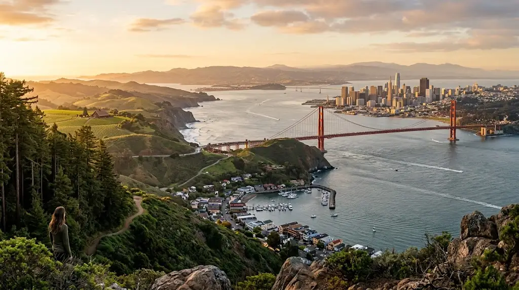 Nearby places to visit in the Bay Area including Sausalito, Muir Woods, Napa and Santa Cruz